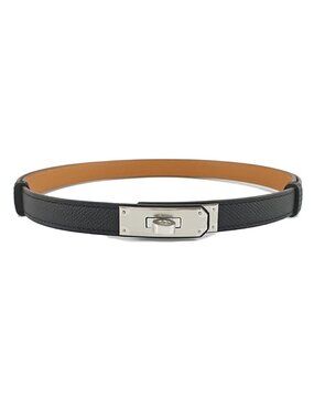 Hermes Heaven Kelly Belt 18 Black Silver Epsom Leather